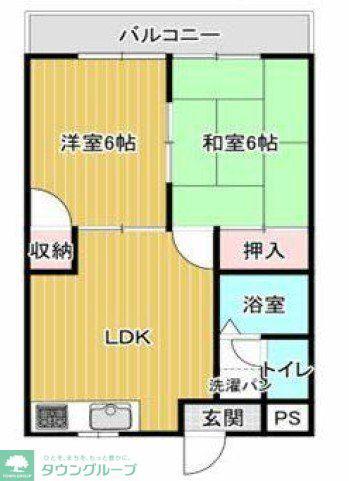 第三サンビレッジ泉水(2LDK/2階)の間取り写真