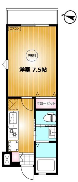 AQUE14(1K/2階)の間取り写真