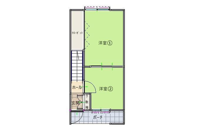 グレイス肴町B棟(2LDK/1階)の間取り写真