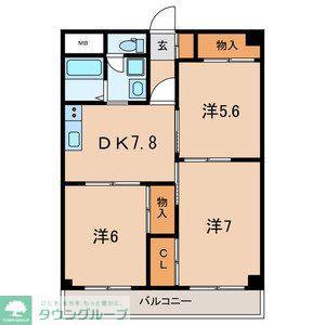 ペアパークI(3DK/4階)の間取り写真