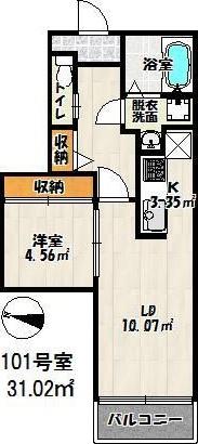 バーンメアオ ZIZI(1LDK/1階)の間取り写真