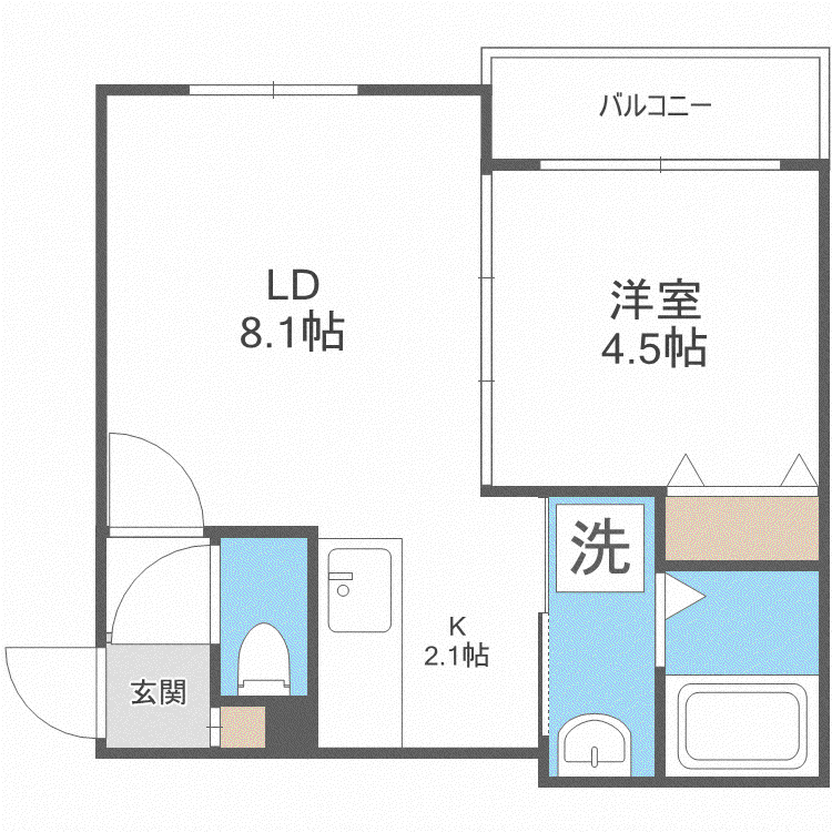 A BOND東札幌(1LDK/4階)の間取り写真