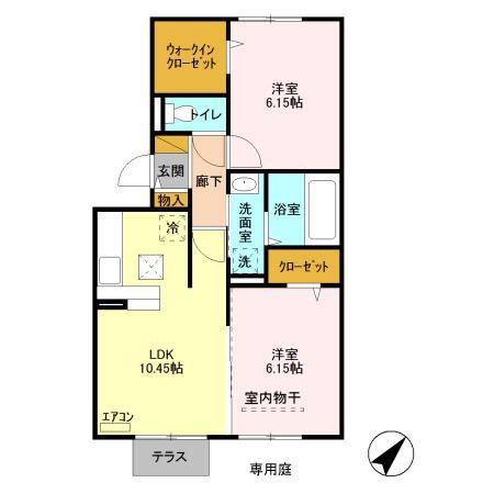 グランディール(2LDK/1階)の間取り写真