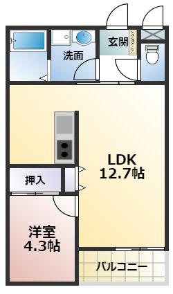 メゾン アイリス(1LDK/1階)の間取り写真