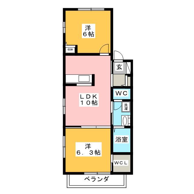 ハッピ-ヒルズ(2LDK/1階)の間取り写真