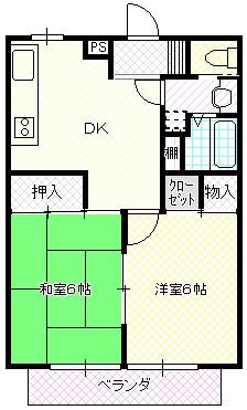 フロリード五領(2DK/3階)の間取り写真