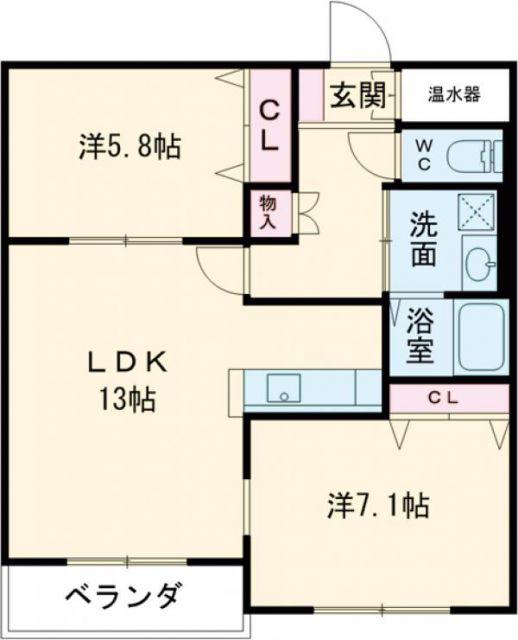 アリビオ22TAMURA(2LDK/4階)の間取り写真