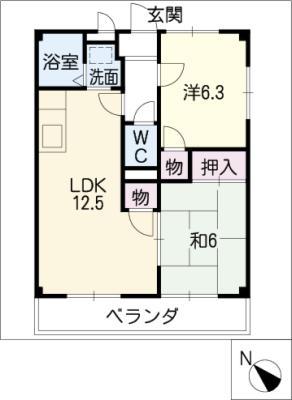 ライフ21レイク(2LDK/2階)の間取り写真