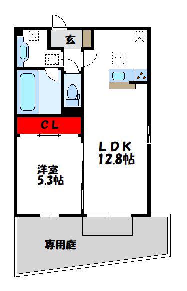 ヴィバーチェ(1LDK/1階)の間取り写真