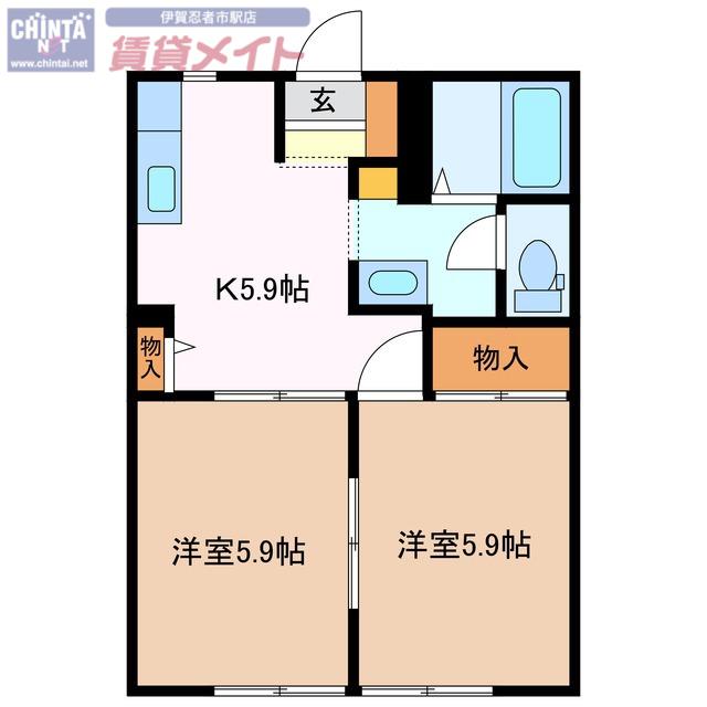 ガーデンアイリス(2K/1階)の間取り写真