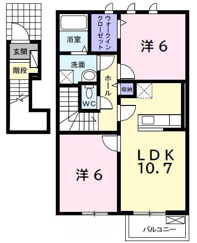 メーリーウィンドT(2LDK/2階)の間取り写真