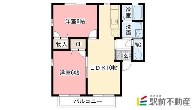 リズルターレII D(2LDK/2階)の間取り写真