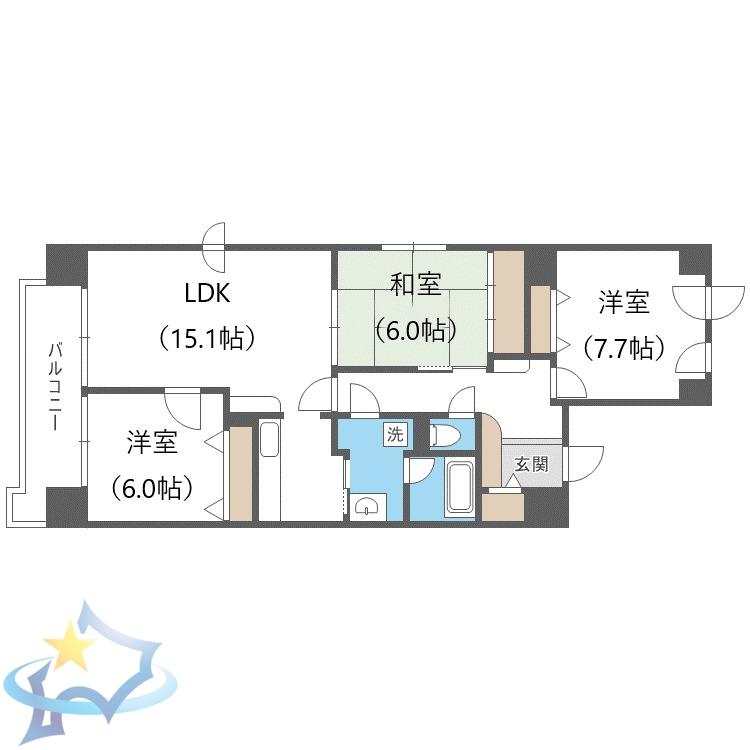 THE RESIDENCE PARK ODORIKOEN(3LDK/5階)の間取り写真