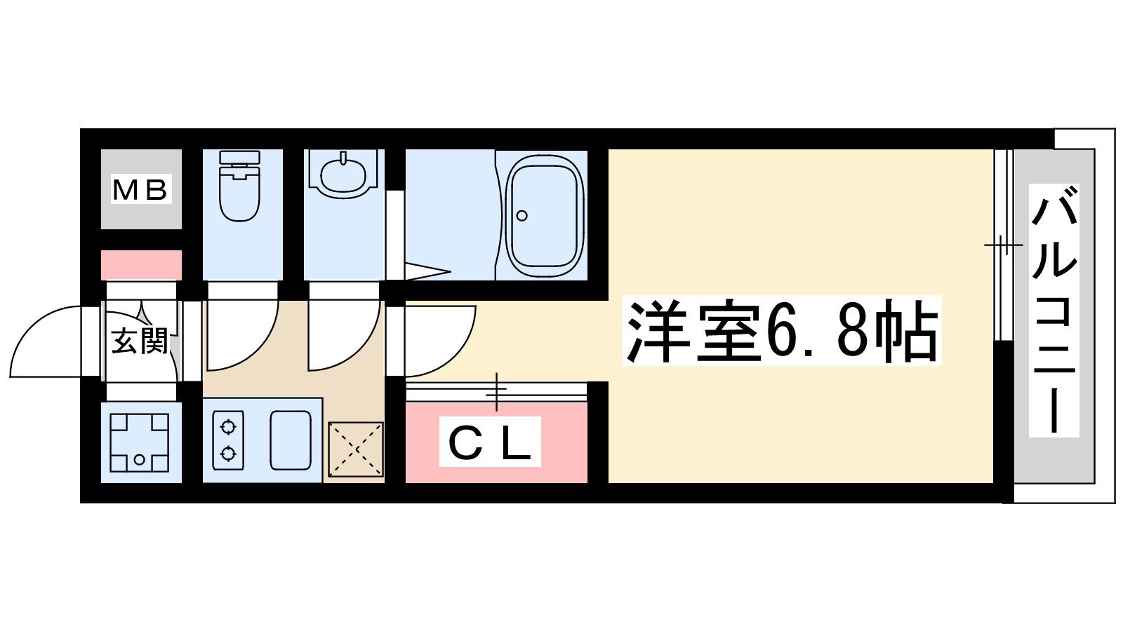 ディームス新大阪(1K/6階)の間取り写真