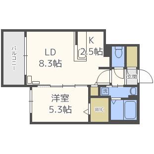 MIDTOWN TERRACE N20(1LDK/3階)の間取り写真