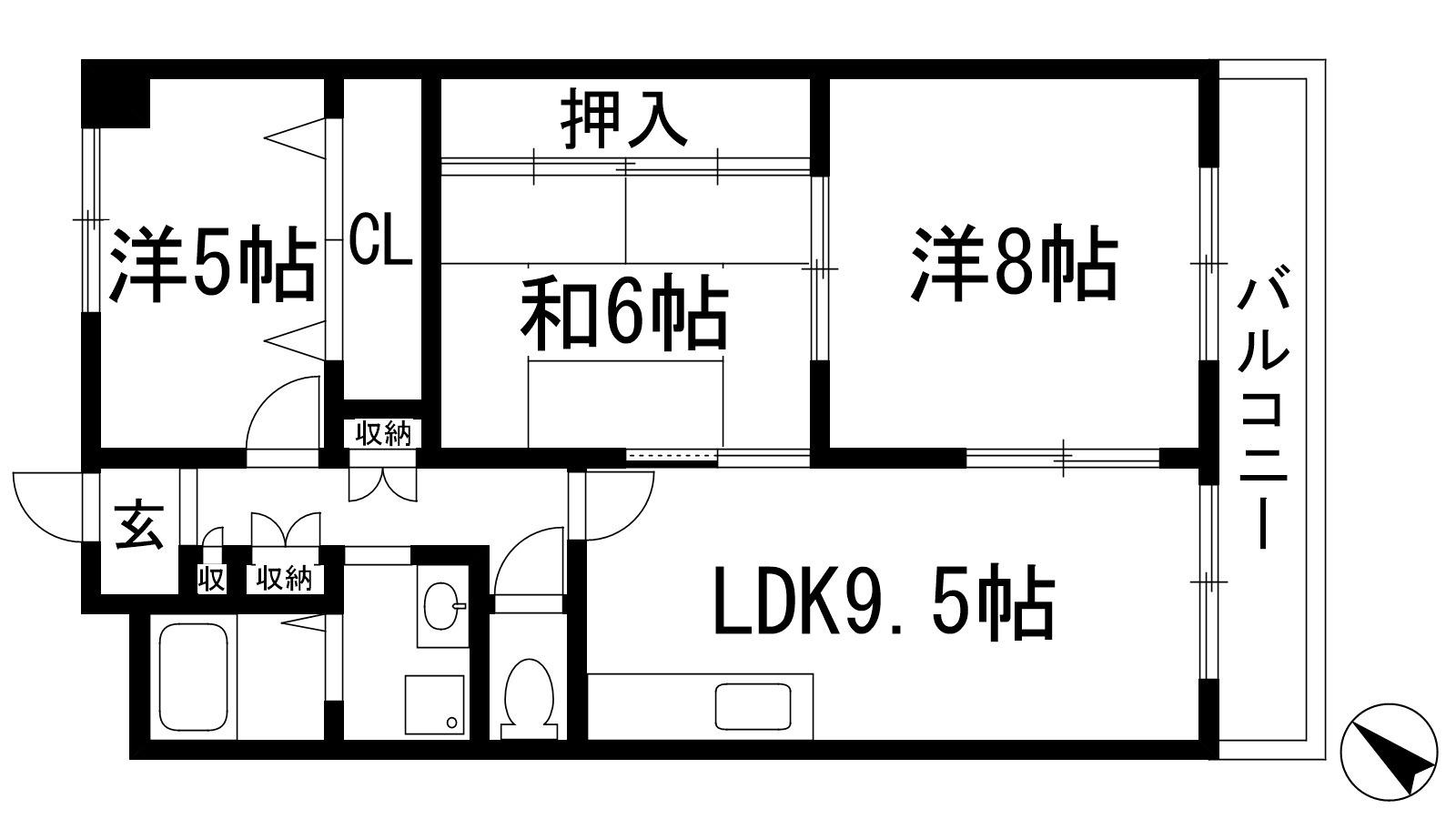 みずほマンション(3LDK/4階)の間取り写真