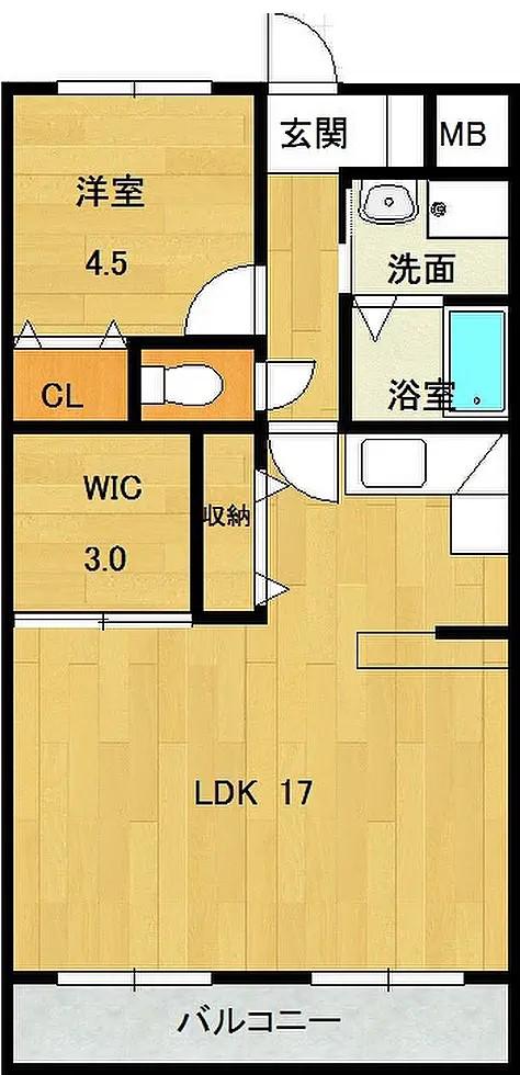ラポート西大津103 1SLDK(1SLDK/1階)の間取り写真