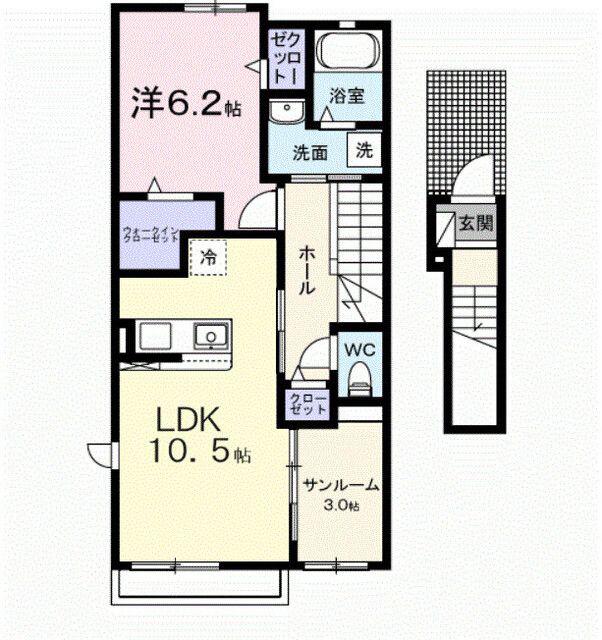 フィオーレ エム(1LDK/2階)の間取り写真