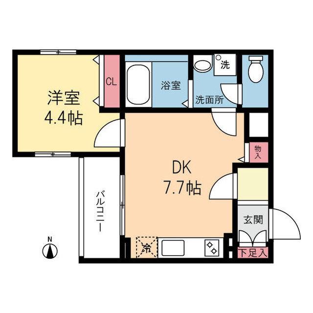 ATLAS CARO浦和岸町2丁目(1DK/1階)の間取り写真