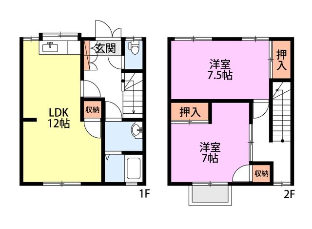 ハミングハイツII(2LDK/2階)の間取り写真