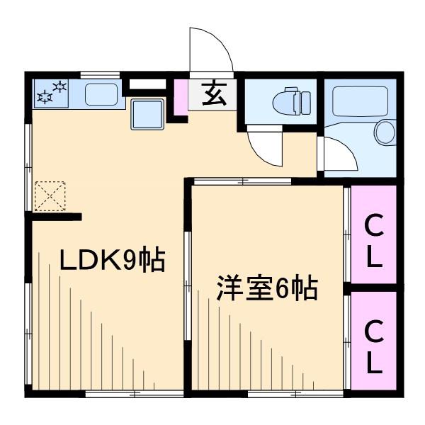 HOUSE88 D棟(1LDK/2階)の間取り写真
