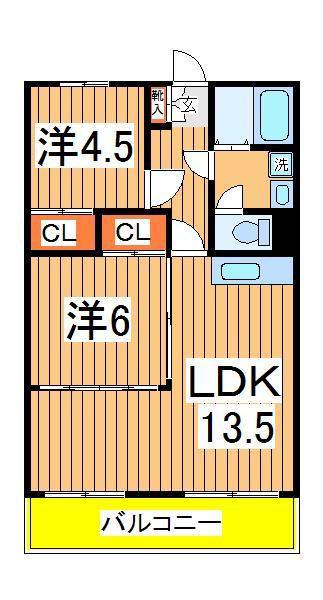デイズガーデン(2LDK/3階)の間取り写真