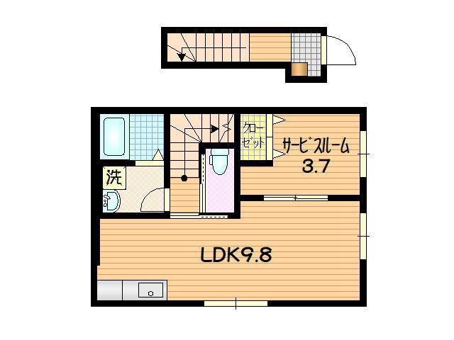 PROGRESS III(1SLDK/2階)の間取り写真