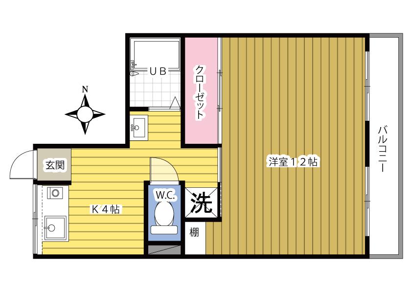 東中野第二コーポ(1K/2階)の間取り写真