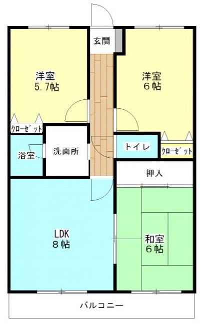 アークヒル久留米(3LDK/3階)の間取り写真
