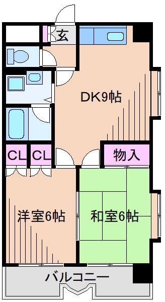 メジャーモ広町(2DK/1階)の間取り写真