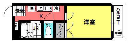 ハイムあや(1K/2階)の間取り写真