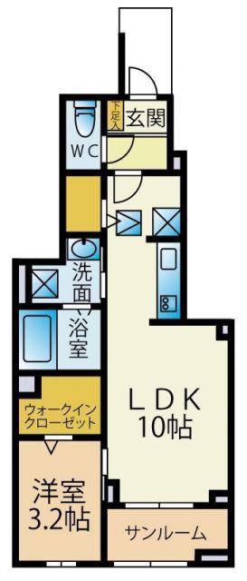 ラメゾン385(ワンルーム/1階)の間取り写真