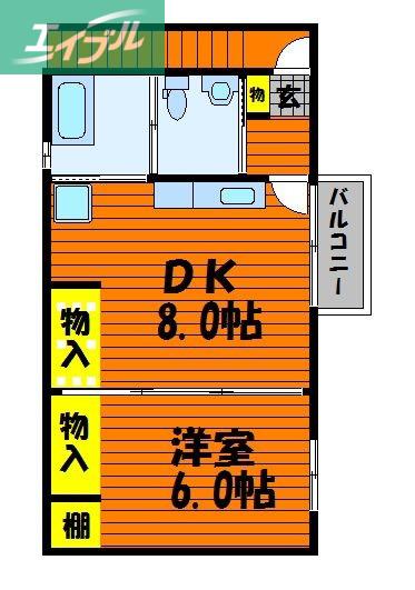 NO22-105(1DK/2階)の間取り写真