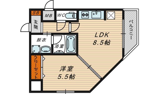 クレアート北大阪レヴァンテ(1LDK/11階)の間取り写真