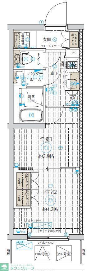 GENOVIA世田谷桜(2K/2階)の間取り写真