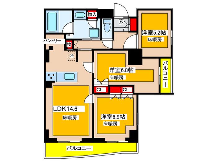 EVERGREEN(3LDK/10階)の間取り写真