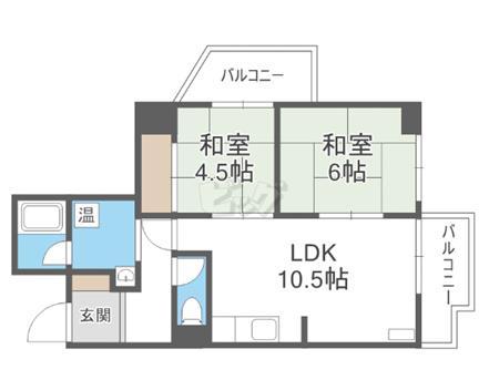 シャンボール中島公園(2LDK/4階)の間取り写真