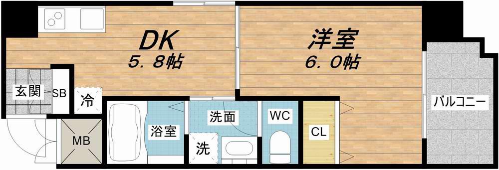 GALLERY谷町(1DK/7階)の間取り写真