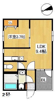 メモリー・ヒル六本松(1LDK/2階)の間取り写真