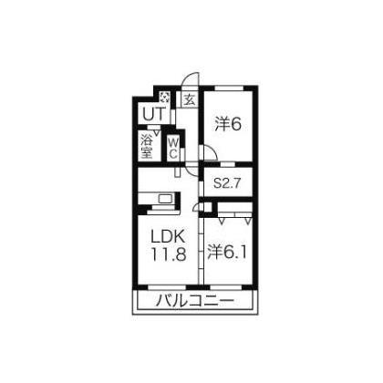 ベルエールA棟(2SLDK/4階)の間取り写真