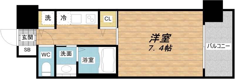 レジデンス南森町(1K/7階)の間取り写真