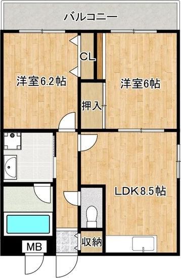 イルプリモ桜川(2LDK/10階)の間取り写真
