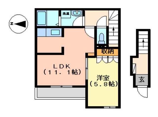 トワイライトヒル・AYA(1LDK/2階)の間取り写真