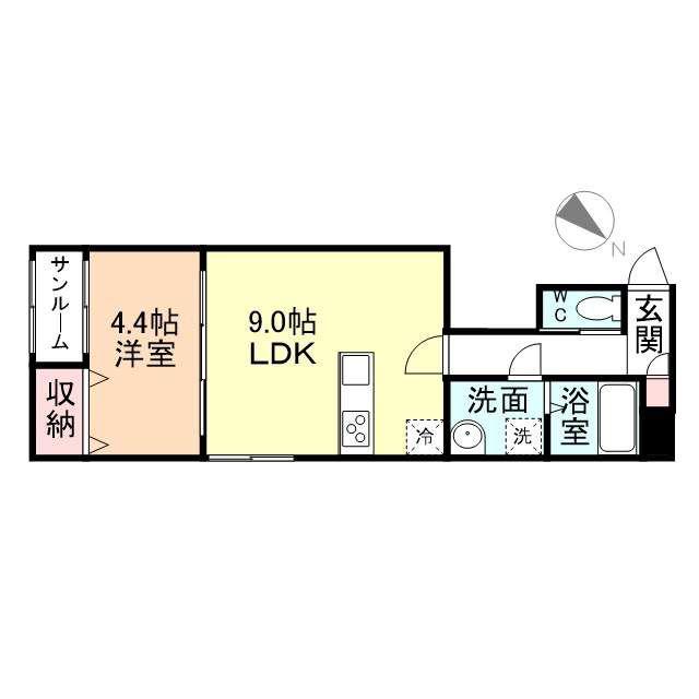 GRAND SQUARE(1LDK/1階)の間取り写真