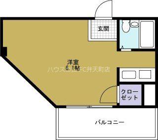 弁天町NSCビル(ワンルーム/3階)の間取り写真
