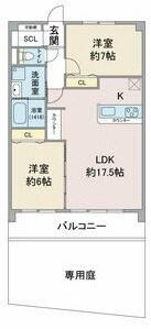 CREA KAMIYASHIRO(2LDK/1階)の間取り写真