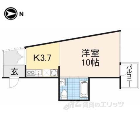 近鉄橿原線 大和八木駅 徒歩11分 4階建 築20年(1DK/3階)の間取り写真