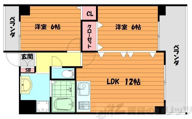 Sフルール千里(2LDK/3階)の間取り写真