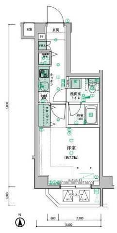 リヴシティ西早稲田(1K/4階)の間取り写真