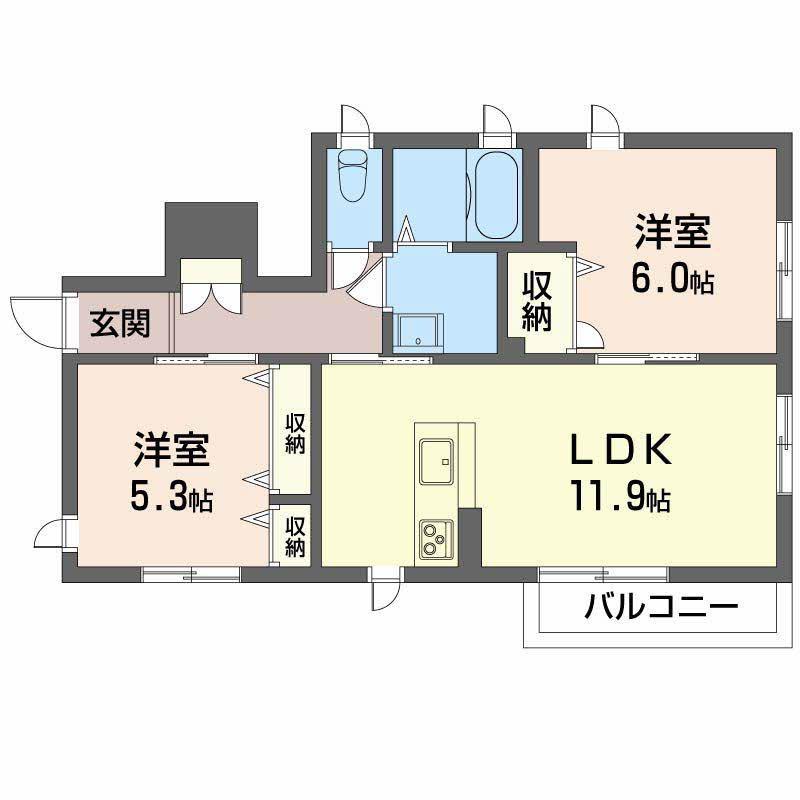 TORAMONTO トラモント(2LDK/1階)の間取り写真